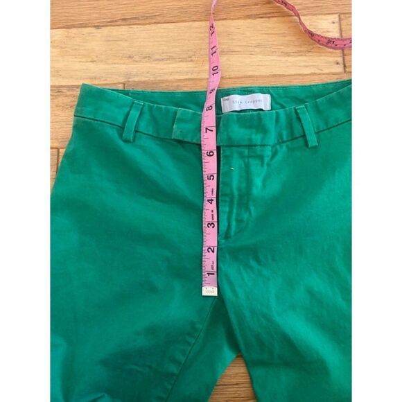 Gap women's green slim cropped cotton stretch low rise straight leg pants size 0 - Picture 7 of 8